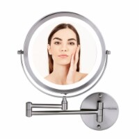 Ovente Circle Wall-Mounted Vanity Makeup Mirror with Extendable Arm - Brushed Nickel