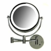 Ovente Polished Chrome Circle Wall-Mounted Vanity Makeup Mirror with Extendable Arm
