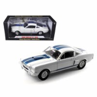 Shelby Collectibles SC160 1966 Ford Shelby Mustang GT 350 White with Blue Stripes 1-18 Diecas