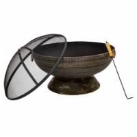 30 Fire Pit Bowl Steel Copper Finish Wood Burning Outdoor Patio Fireplace