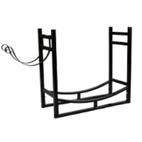 Sunnydaze 33 in Steel Firewood Log Rack with Kindling Holder - Black