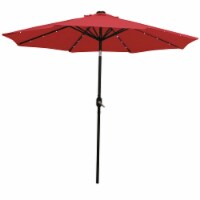 9-Foot Solar-Powered Lighted Patio Umbrella with Tilt and Crank - Red