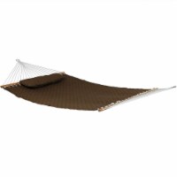 Sunnydaze 2-Person Quilted Designs Spreader Bar Hammock Bed with Pillow - Brown