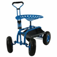 Sunnydaze Steel Rolling Garden Cart with Extended Swivel/Basket - Blue