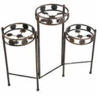 Sunnydaze Large 3-Tiered Folding Metal Indoor-Outdoor Flower Plant Stand - 29"
