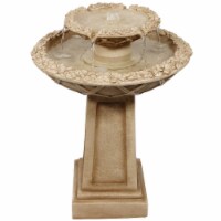 Sunnydaze Beveled Flower Polyresin Outdoor 2-Tier Bird Bath Fountain