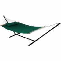 Sunnydaze 2-Person Quilted Designs Spreader Bar Hammock with 12' Stand - Green