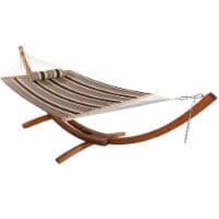 Sunnydaze 2-Person Quilted Hammock with Curved 13' Stand - Sandy Beach