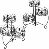 Sunnydaze Set of 2 French Lily Design Three Tiered Metal Flower Plant Stand -22"