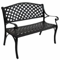Sunnydaze 2-Person Checkered Cast Aluminum Outdoor Garden Bench - Black
