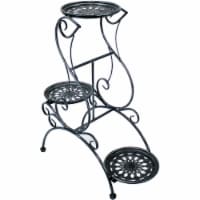 Sunnydaze Dark Gray Steel 3-Tier Victorian Staggered Plant Stand - 31.5 in