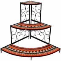 Sunnydaze Large 3-Tier Mosaic Plant Stand Metal Corner Flower Pot Shelf - 40"