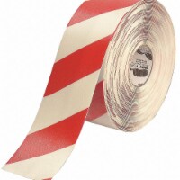 Mighty Line Floor Tape,Red/White,4 inx100 ft,Roll  4RWCHVRED