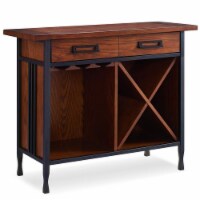 Leick Home Ironcraft Sturdy Wood Mini-bar/Wine Stand in Oak