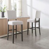 10087-BBHG Wood Upholstered Back Bar Stool Set in Blackbean/Heather Gray