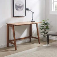 Leick Home Wood Dottie Canted Leg Collapsible Folding Desk Wheat/Mahogany