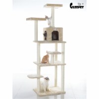 GleePet GP78740821 74-Inch Real Wood Cat Tree With Seven Levels Beige