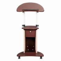 Techni Mobili Deluxe Height Adjustable Laptop Cart in Chocolate