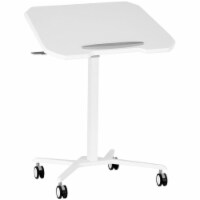 Techni Mobili Wooden Sit to Stand Tiltable Mobile Laptop Stand in White