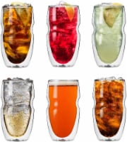 Serafino Double Wall 16 oz Iced Tea & Coffee Glasses - Set of 6 Insulated Drinking Glasses