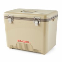 ENGEL 19 Quart Fishing Live Bait Dry Box Ice Cooler with Shoulder Strap, Tan