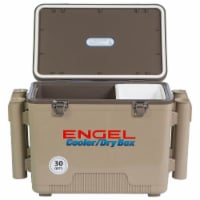 ENGEL 30-Qt 48 Can Leak-Proof Insulated Airtight Drybox Cooler w/ 4 Rod Holders