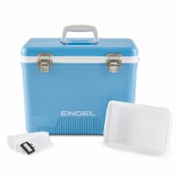 ENGEL 19 Quart Fishing Bait Dry Box Ice Cooler with Shoulder Strap, Arctic Blue