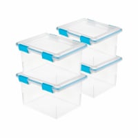Sterilite Large 32 Qt Home Storage Container Tote with Latching Lids, (4 Pack)