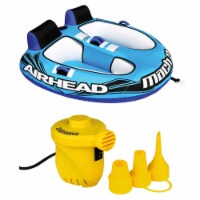 Airhead Mach 2 Inflatable 2-Rider Cockpit Towable Tube and 12V Portable Air Pump
