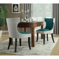 Kona 2-Pc. Set Dining Side Chair Velvet PU Leather Espresso Wood Frame Teal/Grey