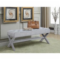 Luna Updated Neo Traditional Polished Nailhead Tufted Linen X Bench grey