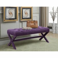 Luna Updated Neo Traditional Polished Nailhead Tufted Linen X Bench plum