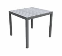Bistro Outdoor Patio Dining Table in Grey Powder Coated Finish with Grey Wood Top