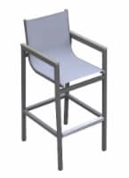Marina Patio Barstool in Grey Finish with Grey Sling Textilene and Grey Wood Accent Arms