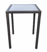 Tropez Outdoor Patio Wicker Bar Table with Black Glass Top