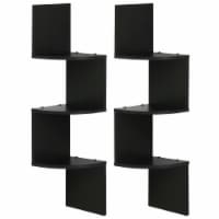 Furinno 2FR16126EX 3 Tier Wall Mount Floating Corner Radial Shelf, Espresso - Set of 2