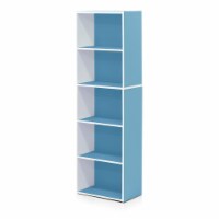 Furinno 11055WH-LBL 5-Tier Reversible Open Shelf Bookcase, White & Light Blue