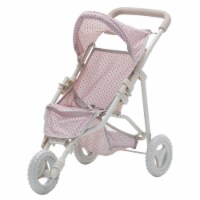 Polka Dots Foldable Princess Baby Doll Jogging Pram Stroller with Basket, Pink