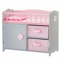 Polka Dots Princess Toy Crib with Cabinet and Cubby for 18  Baby Dolls, Pink