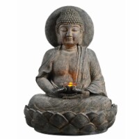 Peaktop Buddha Outdoor Waterfall Fountain with LED Lights, Gray 201607PT