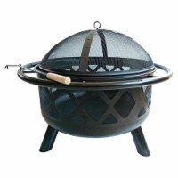 Peaktop Round Steel Wood Burning Fire Pit in Black - Teamson