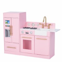 Teamson Kids Charlotte Wooden Play Kitchen Pretend Cooking Playset Christmas Gift, Pink