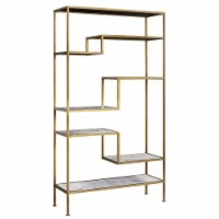 Versanora Marmo Large 5 Tier Display Shelf in Faux Marble and Brass