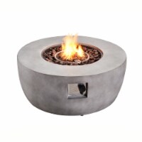 Teamson Home Outdoor Round Concrete Base Propane Gas Fire Pit for Garden Patio Decor, Gray