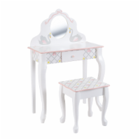 Fantasy Fields Swan Lake Kids Vanity Table Set with Stool, White/Gray TD-12890A