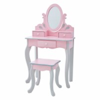 Teamson Kids Little Princess Rapunzel Vanity Set with Mirror and Chair, Pink/Gray TD-12851A