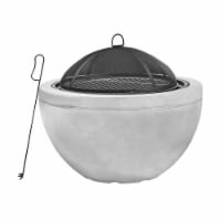 Teamson Home Outdoor Round BBQ Grill Wood Burning Fire Pit with Fireplace Poker
