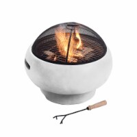 Teamson Home Outdoor Round Concrete Base BBQ Grill Wood Burning Fire Pit, Gray