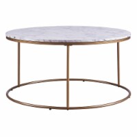 Versanora Marmo Modern Marble-Look Round Coffee Table, Marble/Brass VNF-00075