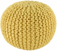 Yellow 15 x17  Gum Drop 100% Cotton Knitted Round Pouf Foot Stool Ottoman